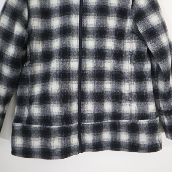 Woolrich Women's Size L Chatham Creek Jacket Wool Plaid Check Black White - Picture 7 of 11